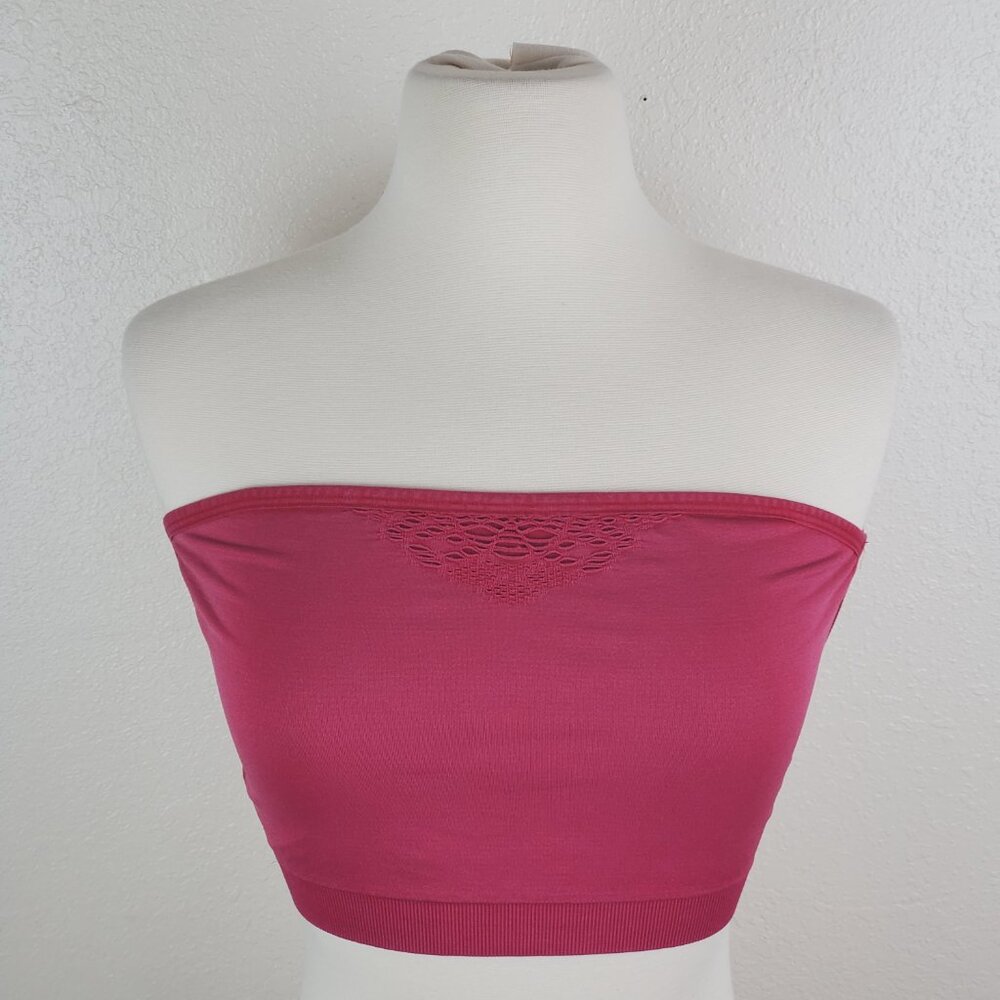 Jasmine & Ginger Cerise Red Knit Jersey Open Back Bandeau Bra Crop Top Large NWT - Picture 3 of 9